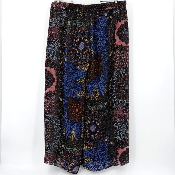 Johnny Was Axelle Wide Leg Velvet Burnout Pants Womens L Boho Patchwork Witchy - Picture 4 of 11